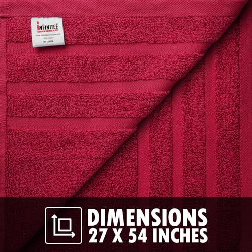 Infinitee Xclusives 100% Ring-Spun Cotton Bath Towels for Bathroom - Pack 2 | Luxury Super Soft, Absorbent & Quick-Drying |27x54 inches| Large Bathroom Towels Set |600 GSM| Gym, Shower, Spa & Hotel Use - color: Burgundy