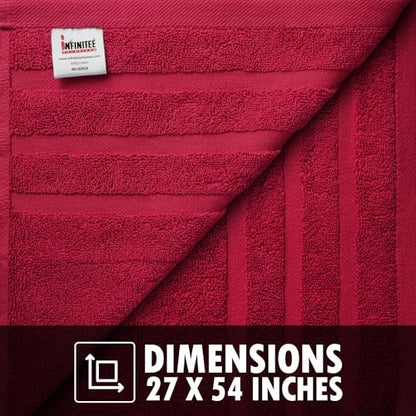 Infinitee Xclusives 100% Ring-Spun Cotton Bath Towels for Bathroom - Pack 2 | Luxury Super Soft, Absorbent & Quick-Drying |27x54 inches| Large Bathroom Towels Set |600 GSM| Gym, Shower, Spa & Hotel Use - color: Burgundy