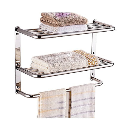 LUANT 24 Inch Bathroom Shelf 3-Tier Wall Mounting Rack with Towel Bars - color: Polished 24 Inch