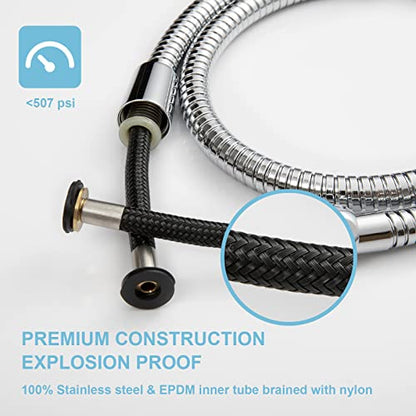 OFFO Shower Hose, 48 Inch Bidet Hose High Pressure Explosion Proof Toilet Hose for Bidet Sprayer Stainless Steel Electroplating Handheld Shower Hose Flex Hoses with Woven Inner Tube, Chrome - color: Chrome, size: 48 in