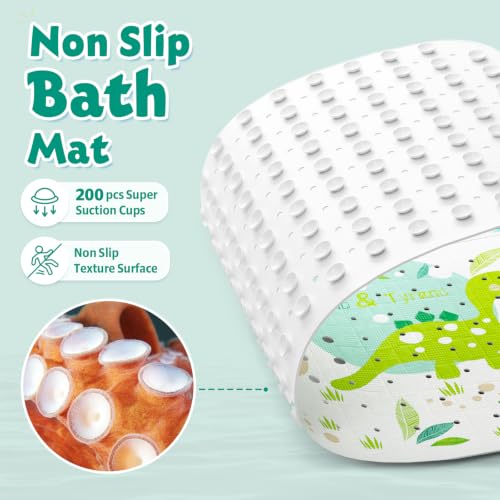 Baby Bath Mat for Tub Non Slip Kids, BPA Free Extra Long Bathtub Mat 40x16 with Drain Holes and 200 Suction Cups, Non Toxic Machine Washable Toddler Bath Mat, Eco-Friendly Certified - color: White 2dragons