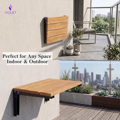 Folding Natural Color Solid Teak Wood Shower Seat, Foldable Shower Bench, Wall Mounted Folding Wooden Shower Stool, Inside Shower Handmade Fold Down Bath Seat