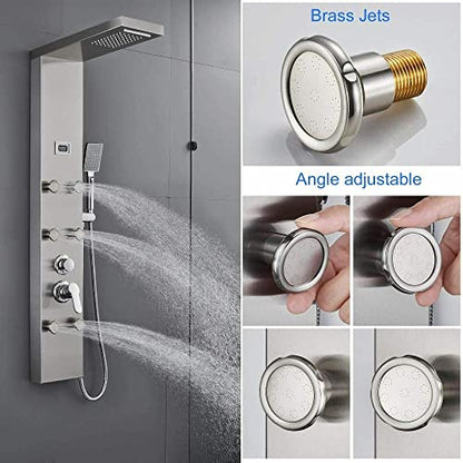 Rainfall and Waterfall Shower Panel Tower with Massage Body Jets Mixer