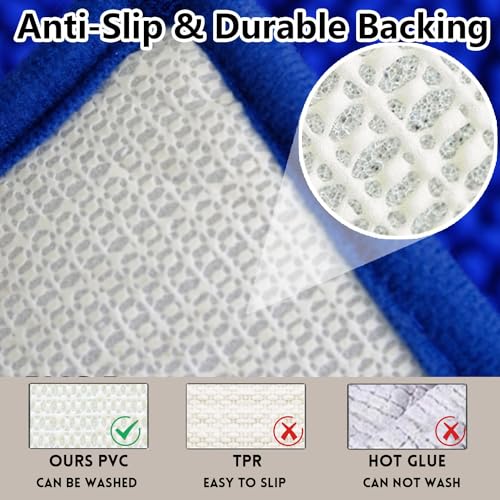 Bathroom Rugs Chenille, Extra Thick and Absorbent, Non-Slip, Machine Washable, Dry Quckily, Soft Cozy Plush, Used Under Shower Bathtub and Sink, Bath mat Sets Royal - color: Royal Blue, size: 20 x 32 inch + 20 x 20 inch (U-Shape)