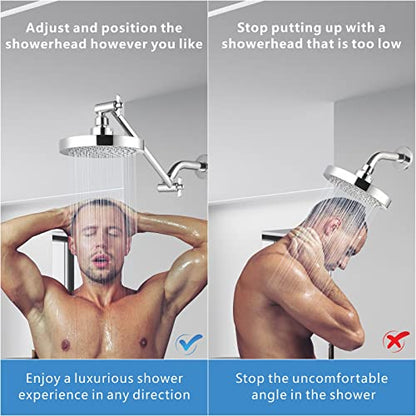 Shower Head Extension Arm - 11" Solid Brass Shower Arm with Universal Connection to Showerheads - Easily Adjustable The Height and Angle of The Rain or Handheld Shower (Brushed Nickel) - color: Brushed Nickel