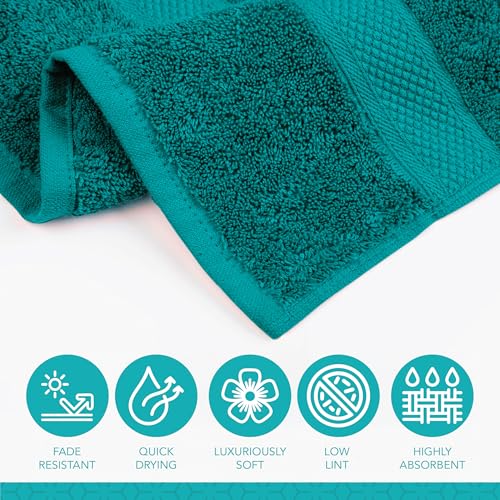 Pleasant Home Bath Towels Set of 6 (24” x 50”) 100% Cotton, Teal | 515 GSM | Lightweight, Soft & Highly Absorbent Luxury Towels for Bathroom | for Gym, Pool & Spa - color: Teal