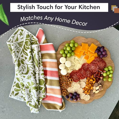 Double-Sided Microfiber Hand Towels, Waffle Kitchen Towels Set for Home Use | 2 Towels, 17x27 Inches, Durable & Soft, Fast Drying, Hand Wash Cloth and Dishcloth, Pat & Tricky, Green/Cream Home Towels Set - color: Pat & Tricky - Green/Cream, size: Double s