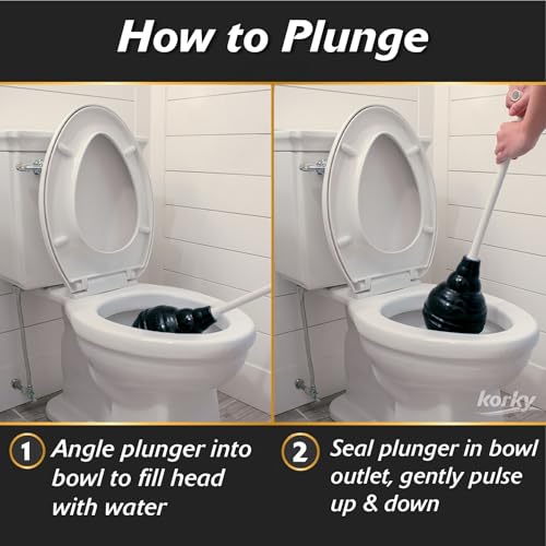 Korky BeehiveMAX Heavy Duty Toilet Plunger - Seals All Bowl Shapes – Powerful Clog Removal 1 Count (Pack of 8) - style: Adjustable Handle (Pack of 8)