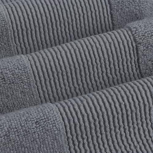 Modern Threads Air Cloud 6-Piece Towel Set - 100% Zero-Twist Cotton, 500 GSM, Quick Dry & Plush, Charcoal - color: Charcoal, size: 6 Pcs Towel Set