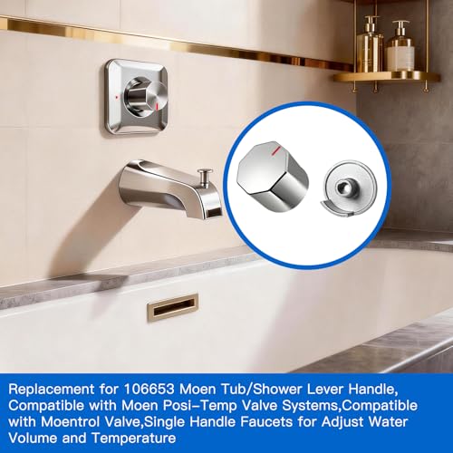 All Metal Replacement for Moen Tub/Shower Lever Handle, Compatible with Moen Posi Temp Shower Handle and for Cartridge,Single Handle Faucets for Adjust Water Volume and Temperature,Knob Chrome - color: Knob Chrome