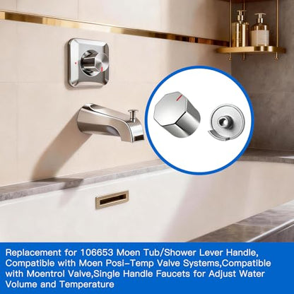 All Metal Replacement for Moen Tub/Shower Lever Handle, Compatible with Moen Posi Temp Shower Handle and for Cartridge,Single Handle Faucets for Adjust Water Volume and Temperature,Knob Chrome - color: Knob Chrome