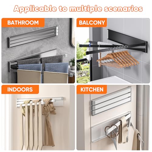 Swivel Towel Rack Thicken Metal 3-Arm Towel Bar Space Saving Wall Mounted Towel Holder with Rustproof Swing Out Towel Hanger for Bathroom Kitchen White - color: White-9.4 Inch