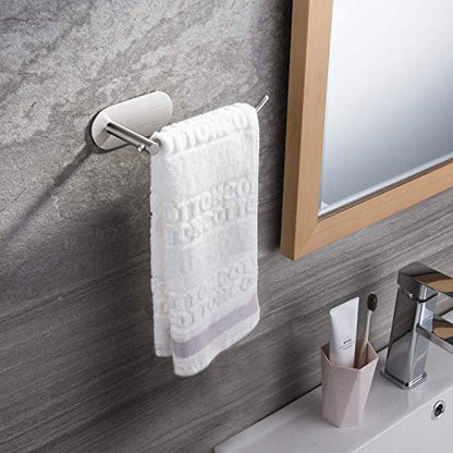 SUNTECH Hand Towel Holder/Towel Ring - Self Adhesive Towel Bar for Kitchen and Bathroom No Drilling | 6.3-Inch Towel Bar, SUS304 Stainless Steel, Holds 8-11 lbs, No Drilling, Smooth Surface Only (Not for Painted Walls)