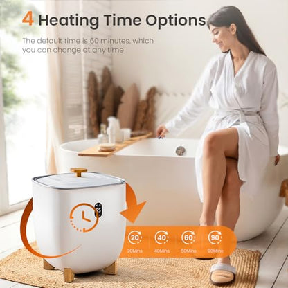 Electactic 25L Towel Warmer,Large Towel Warmers for Bathroom,Hot Towel Warmers Bucket with 2 Heating Modes,Auto Shut-Off,LCD Screen,Fits 2 Blankets,Bathrobes, White - size: 25L