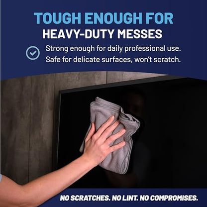 MW Pro Microfiber Cleaning Cloth | Black Gray | 12 Pack | 16” x 16” | All Purpose Microfiber Towels - Clean, Dust, Polish, Scrub, Absorbent - color: Black, Gray