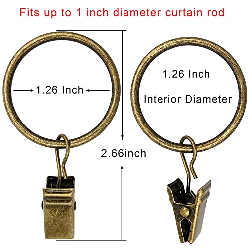 40 Pack Curtain Rings with Clips, Drapery Clips with Rings, Drapes Rings 1.26 in Interior Diameter, Fits up to 1 in Curtain Rod, Bronze - color: Bronze, size: 1.26" I D 40 Pack