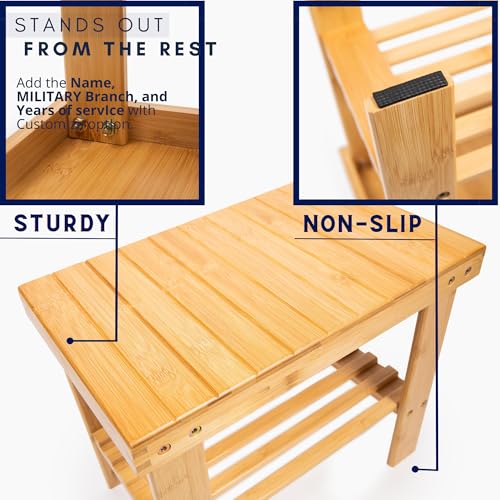 Shower Bench – Waterproof Wooden Spa Seat with Storage Shelf for Bathroom, Sauna & Entryway – Eco-Friendly Bath Stool Available in 3 Sizes - size: 16"