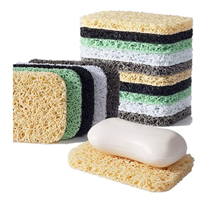 12PCS Soap Savers Pads BPA Free Soap Holder for Bar Soap Non-Slip Self Draining Soap Dish Soap Lift for Shower Kitchen Bathroom - color: White, Beige, Gray, Black, Green