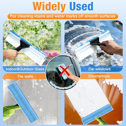 SBONNE Window Squeegee for Home Window Cleaning | Squeegee & Microfiber Window Scrubber,2-in-1 Window Cleaner Tool for Shower Glass Door,Mirror,Car Window,Bathroom