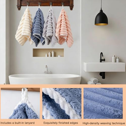 4 Pack Microfiber Bath Towels - Extra Large, Super Absorbent, Quick Dry, Plush and Fluffy, Luxury Towel Set for Bathroom, Spa, Gym, Travel - 24x12 Inches - color: White1, Gray1, Pink1, Blue1