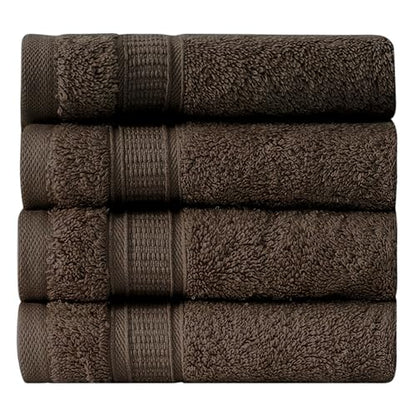 LA' HAM MAM FINE LIVING Luxury Turkish Cotton Towels Easy Care, Extra Soft & Absorbent, Hotel & Spa Quality, Kitchen & Bathroom Turkish Towels (Washcloth Set - 4 Pack, Dark Brown) - color: Dark Brown, size: Washcloth Set - 4 pack
