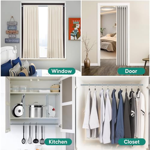 Shower Curtain Rod, No Drill Spring Tension Curtain Rods for Windows, Bathroom, Closet, Non-Slip, Anti-Rust, 0.63" Diameter - color: Silver grey, size: 28"-77" 1pcs