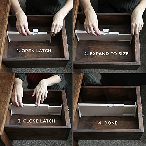 6 Drawer Organizer and Dividers, Organize Silverware and Utensils in Home Kitchen, Divider for Clothes in Bedroom Dresser, Designed to Not Snag Underwear and Bra Fabrics, Bathroom Storage Organizers - size: 4" Tall, 11"-17" Long, 6 Pack