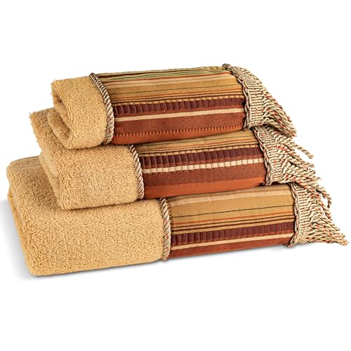 Zahari Home Contempo Modern Bathroom Towel Set - 3 Piece Set, Bath Towel, Hand Towel and Wash Towel - Classic Luxury Contemporary Decor - Beautiful Bath Ensemble - Unique Striped Pattern - color: Contempo, style: 3 Piece Towel Set
