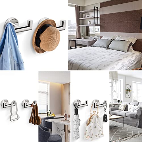 NearMoon Bathroom Double Towel Hook- SUS304 Stainless Steel Robe Towel Holder, Heavy Duty Double Coat Hook for Bathroom Livingroom Kitchen Wall Mounted (Chrome Finish-U, 2 Pack) - style: Chrome Finish-U