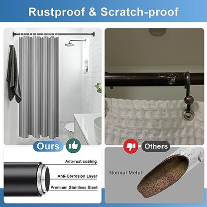 Heavy Duty Shower Rod - Industrial Shower Curtain Rod Wall Mounted for Bathroom,Closet,Room Divider,Outdoor Patio - 28 to 76"Adjustable Shower Pole - Matte Black - size: 29-76" (1 Pack)