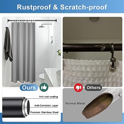 Industrial Curtain Rods for Windows 48 to 84" - 90"Extra Long Shower Rod Wall Mounted for Bathroom,Closet,Room Divider,Outdoor Patio - Adjustable Heavy Duty Shower Pole - Black - size: 29-90" (1 Pack)