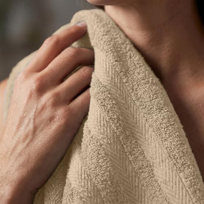 RIVERSIDE Pack of 2 Extra Large Bath Sheets 35 x 70 Inches, 100% Ring Spun Cotton, Hotel Quality, Oversized Bath Towels, Super Soft, Highly Absorbent & Quicker to Dry, Tan - color: Tan, size: Bath Sheets (PK 2)