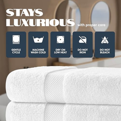 White Classic Luxury Bath Towels Set of 4 Large - 700 GSM Turkish Cotton Ultra Soft Bath Towels 27x54 | Highly Absorbent and Quick Dry | Hotel Towels for Bathroom Luxury, Plush Shower Towels, White - color: 01: White