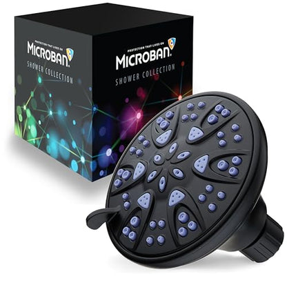 AquaDance Antimicrobial – Anti-Clog High-Pressure 6-Setting Shower Head with Microban Nozzle Protection from Growth of Mold, Mildew & Bacteria for Stronger Shower! 4" Sunset Blue - color: Matte Black / Sunset Blue Jets, style: 2.5 Gallons Per Minute