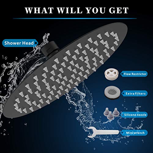 Voolan Rain Shower Head, High Flow Large Rainfall Showerhead Made of All Metal Stainless Steel, Waterfall Body Covering, Universal Wall and Ceiling Mount (12 Inch, Black) - color: Matte Black, size: 12 Inch