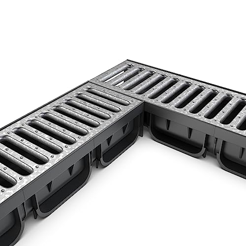 Vodaland - 4 Inch Easy 2 Premium Trench Drain Channel - Galvanized Stamped Steel Grating (3)