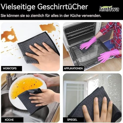 Waffle Microfiber Dish Cloths Gray Kitchen Towels, Cleaning Cloth | Quick Dry Absorbent Dish Rags Dishcloths Barista Towels 12x12 Inch 6 Pack - color: Gray, size: 12in x 12in 6 Pack