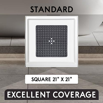 ENKOSI Square Shower Matt Non Slip - 21 x 21 - Shower Floor Mat - Anti Slip Mats for Shower Stall - Shower Bath Mat - Shower Grip Mat (21x21 Clear Grey) - color: Clear Grey