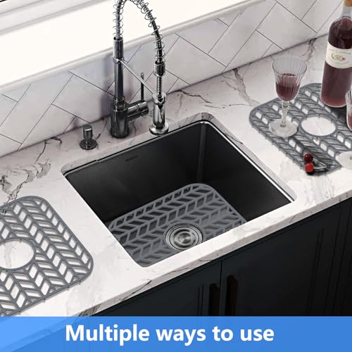 Sink Protectors for Kitchen Sink 12"x11"Silicone Sink mat 2pcs | Various sizes and styles,Protector for sinks and dish,Withstand to 500F,Food-grade silicone ,raised feet,Dishwasher Washing - size: 12"x11" x2 Center