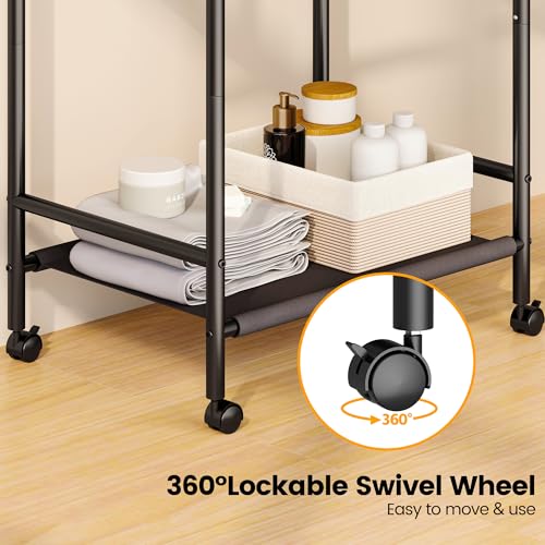 Homeiju Expandable Free Standing Towel Rack for Bathroom, 4 Tier Blanket Rack, Adjustable Blanket Holder for Bathroom, Towel Drying Rack Stand for Outdoor, Poolside, Black