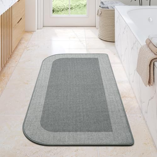 Bathroom Runner Rug, Long Thin Bath Mat Fit Under Door, Grey 24x48 | Quick Dry Absorbent, Rubber Backing Washable Large Bathmat, Shower Mat for Bathroom Floor, Tub and Outside Shower - color: A-grey, size: 24"x 48"