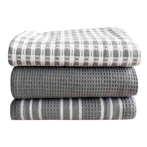 Towels 3 Pack Premium Wash Cloths Set, 25 by 17 Inches,100% Cotton Ring Spun,Highly Absorbent and Soft Feel Washcloths for Bathroom,Spa,Gym and Face,Grey