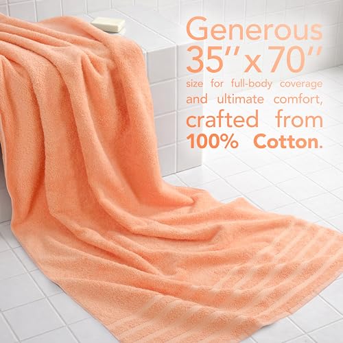 American Soft Linen 100% Cotton Luxury Turkish Towels, 35x70 XL Bath Sheet | Soft Absorbent Quick Dry OEKO Tex Standard 100 Certificated Durable Machine Washable Premium Hotel Quality - color: Malibu Peach, size: 1 Piece set