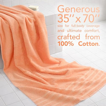 American Soft Linen 100% Cotton Luxury Turkish Towels, 35x70 XL Bath Sheet | Soft Absorbent Quick Dry OEKO Tex Standard 100 Certificated Durable Machine Washable Premium Hotel Quality - color: Malibu Peach, size: 1 Piece set