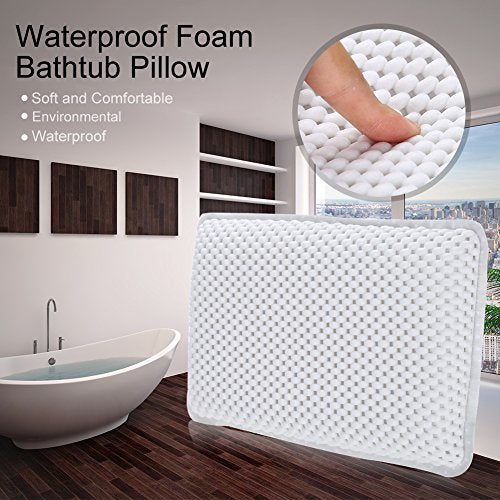Yosoo Health Gear Spa Bath Pillow, Cushioned Bathtub Pillow with Suction Cups, PVC Bath and Spa Head Rest, White, Neck/Back Support