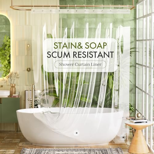 Bathway Extra Long Shower Curtain Liner, Clear Shower Curtain Liner 84 Inches Long Plastic Shower Curtain Liner 72x84 PEVA Waterproof with 3 Magnets and 12 Rustproof Grommets, Tall Shower Liner - color: 1a-clear, size: 72"W x 84"L (Pack of 1)