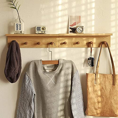 Entrance Coat Rack ，Coat Hooks, Wall-Mounted Wooden Hook Rack, Wall-Mounted Shelves(Oak Color Finish—A-2) - style: Oak color finish—A-2