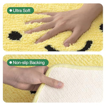 LUMI Cute Bathroom Rug, Absorbent Non Slip Bath Mat, 20.5"x29", Lemmy | Soft Plush Microfiber Yellow Rug, Quick Dry, Washable Fruit Bathmats for Shower Floor, Sink Bathtub, Bedroom, Kids Room - color: Fruit-lemmy