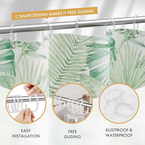 Plastic Shower Curtain Rings, Shower Curtain Hooks, 12 Pcs C Shaped Shower Hooks for Shower Curtain, Clear Shower Curtain Hooks for Bathroom - color: Clear-12pack