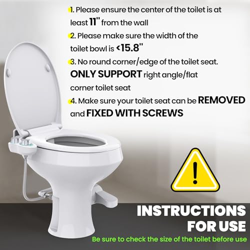 RV Bidet Toilet Seat Attachment, RV Bidet for Camper Toilet with Dual Nozzles, Self/Rear/Front Cleaning, Non-Electric, Adjustable Water Pressure, Fresh Water - color: Aqua-Chrome